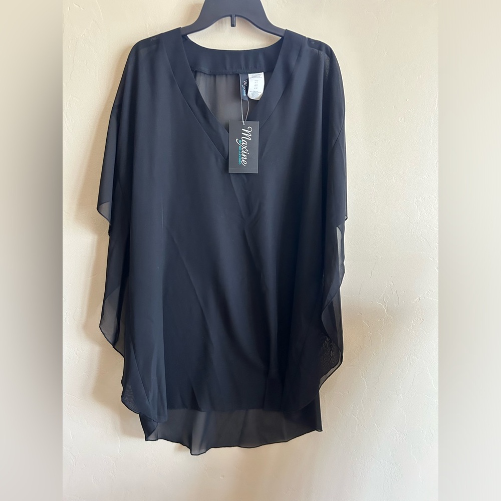 NWT Maxine of Hollywood Black Sheer Swim Coverup